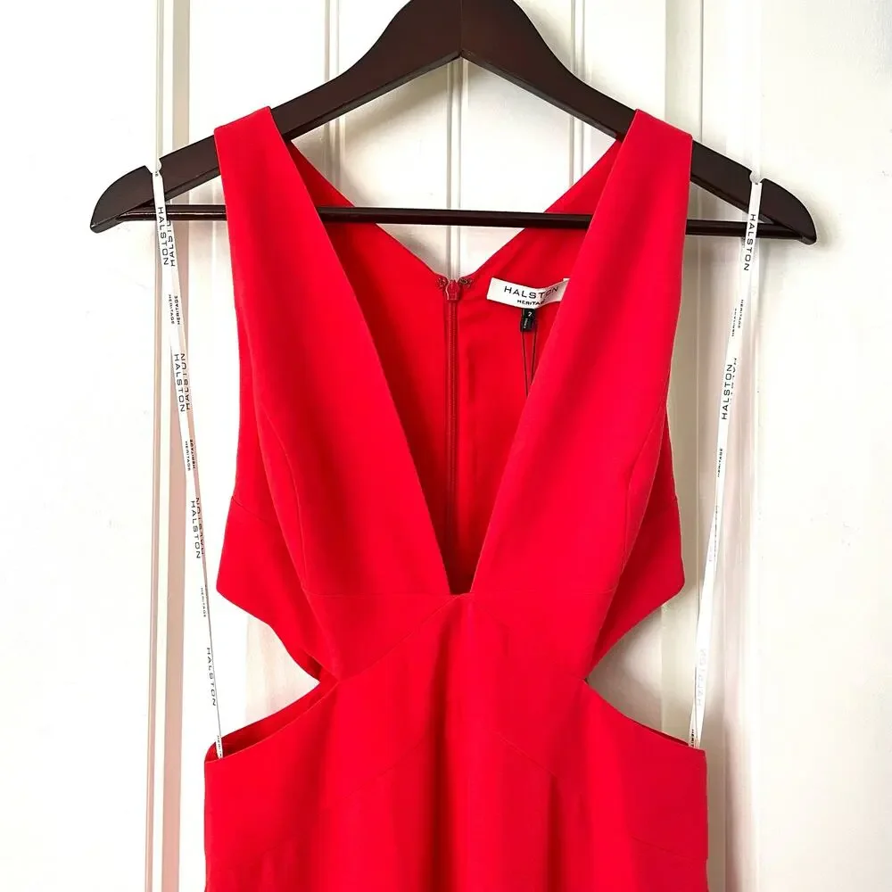 Halston Heritage Deep V Cutout Gown